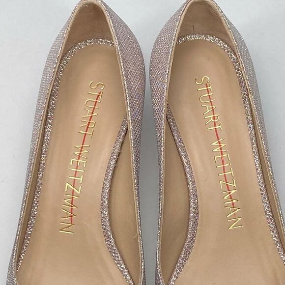 Stuart Weitzman Metallic Kitten-Heel Pumps size 6.5 - Picture 3 of 9